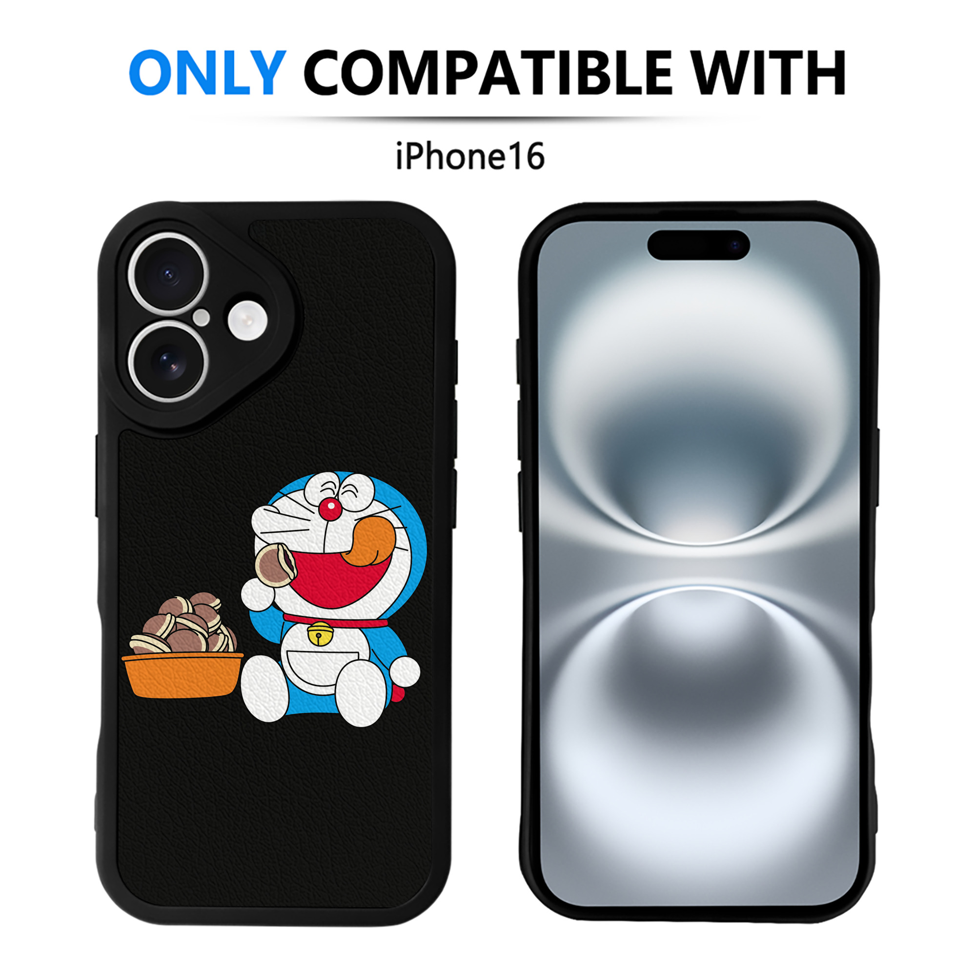 （画像用） ドラえもん Doraemon 【iPhone 16シリーズ対応】シリコンスマホケース（レザー調） 材質：シリコン
